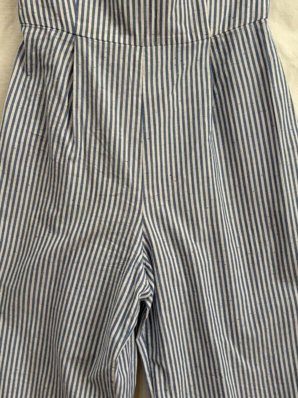 Club Monaco Blue White Striped Strapless Jumpsuit Wide Leg Cotton Size 0 Summer - Picture 6 of 9